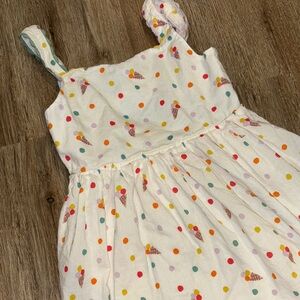 Mini Boden White Dress with Ice Cream and Polka Dots